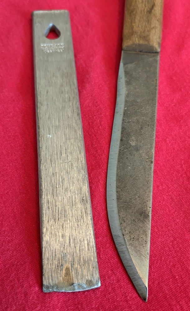 CUSTOM USMC KNIFE FROM FILE & SCHRADE HS-1 SHARPENER - ORIGINAL SHEATH