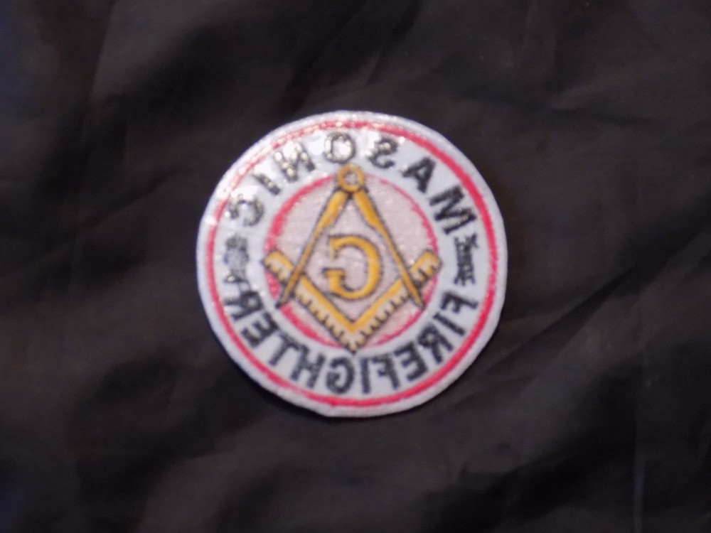Masonic Firefighter Square Compass Patch Round Iron Sew Freemason Fraternity NEW