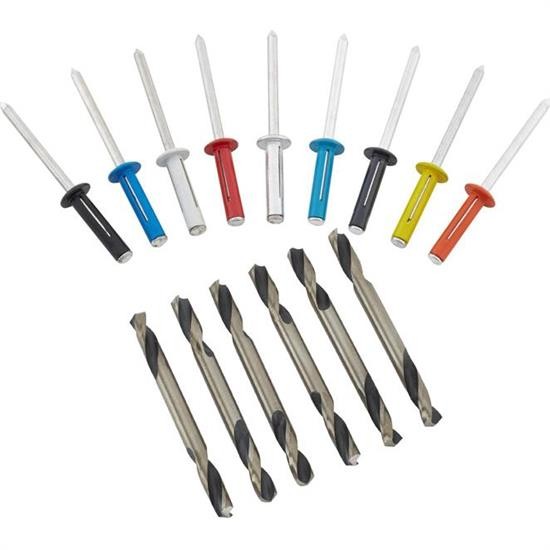 Exploding Rivets w/ Double End Drill Bits 3/16 Black Small Head