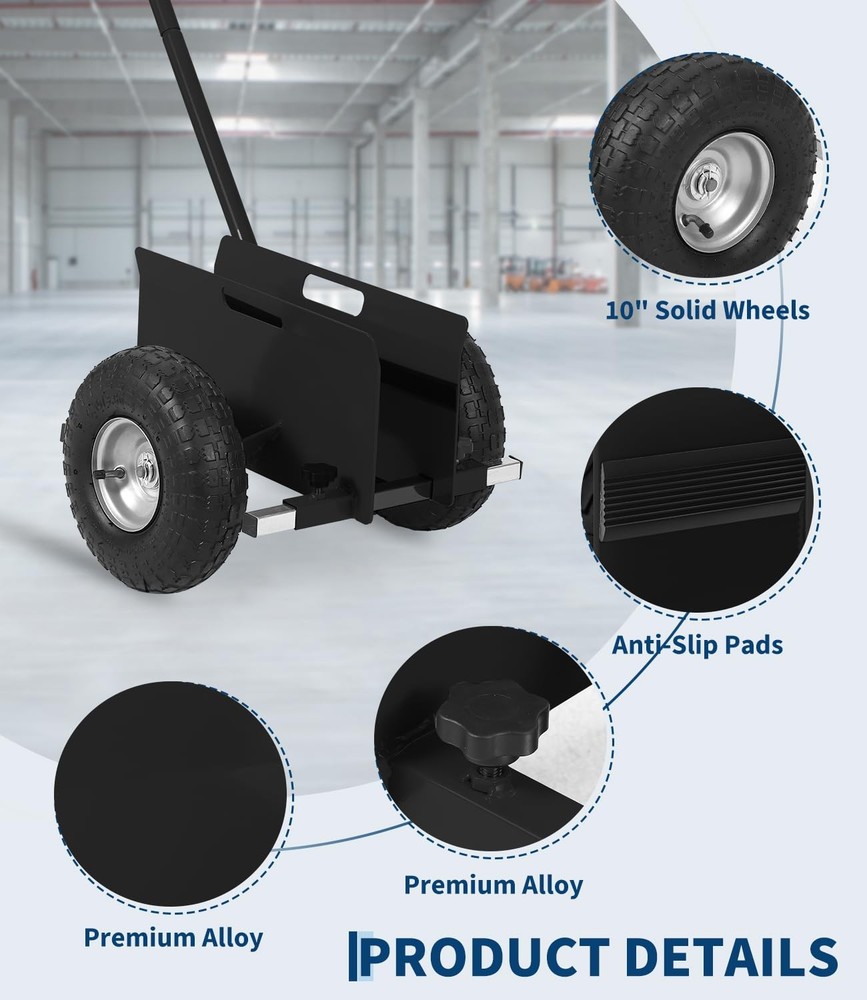 Panel Dolly with Extended Handle 660LBS, 10" Solid Rubber Wheels Drywall Cart