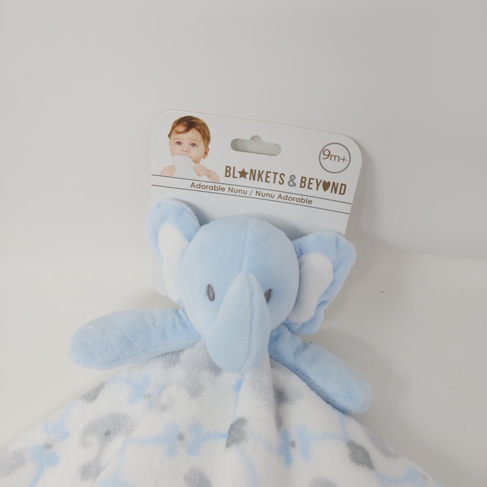 Blankets & Beyond Elephant Security Blanket Soother Comforter Fleece Blue Gray
