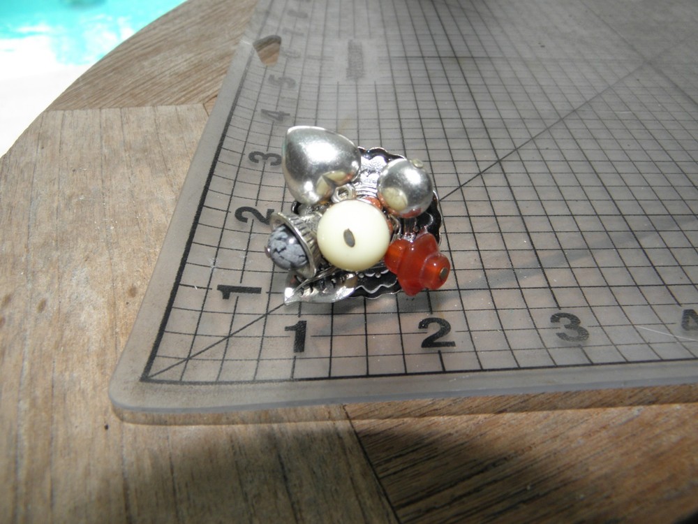 STAINLESS STEEL UNIQUE STUDIO ART HIGHLY EMBELLISHED LAYERED RING