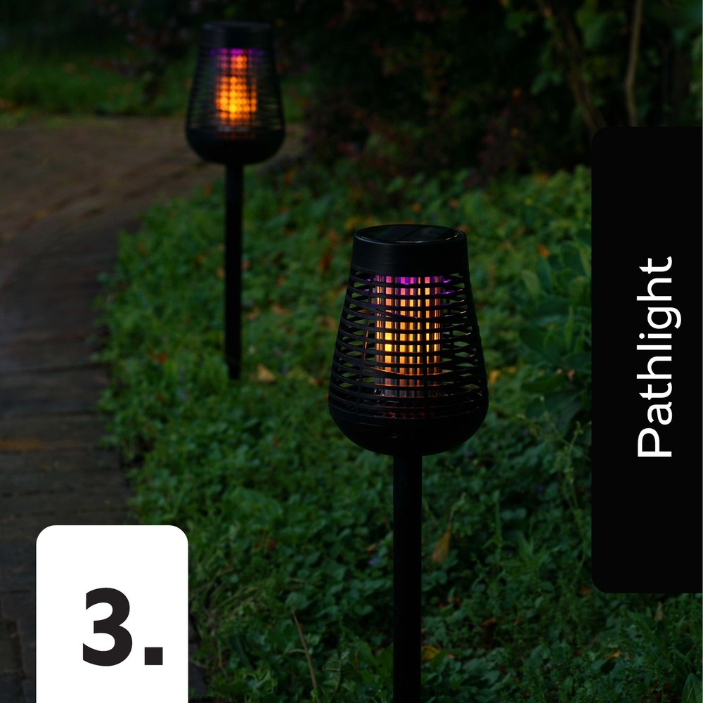 Pic Solar Insect Killer Torch with LED Flame Effect, Black Torch