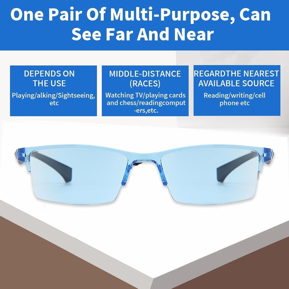 2-Pack Auto Focus Smart Reading Glasses with Anti-Blue Light - Unisex Adjusta...