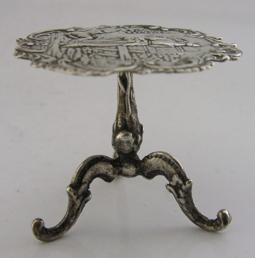 RARE GERMAN HANAU SOLID SILVER MINIATURE TABLE DOLLS HOUSE c1900 ANTIQUE