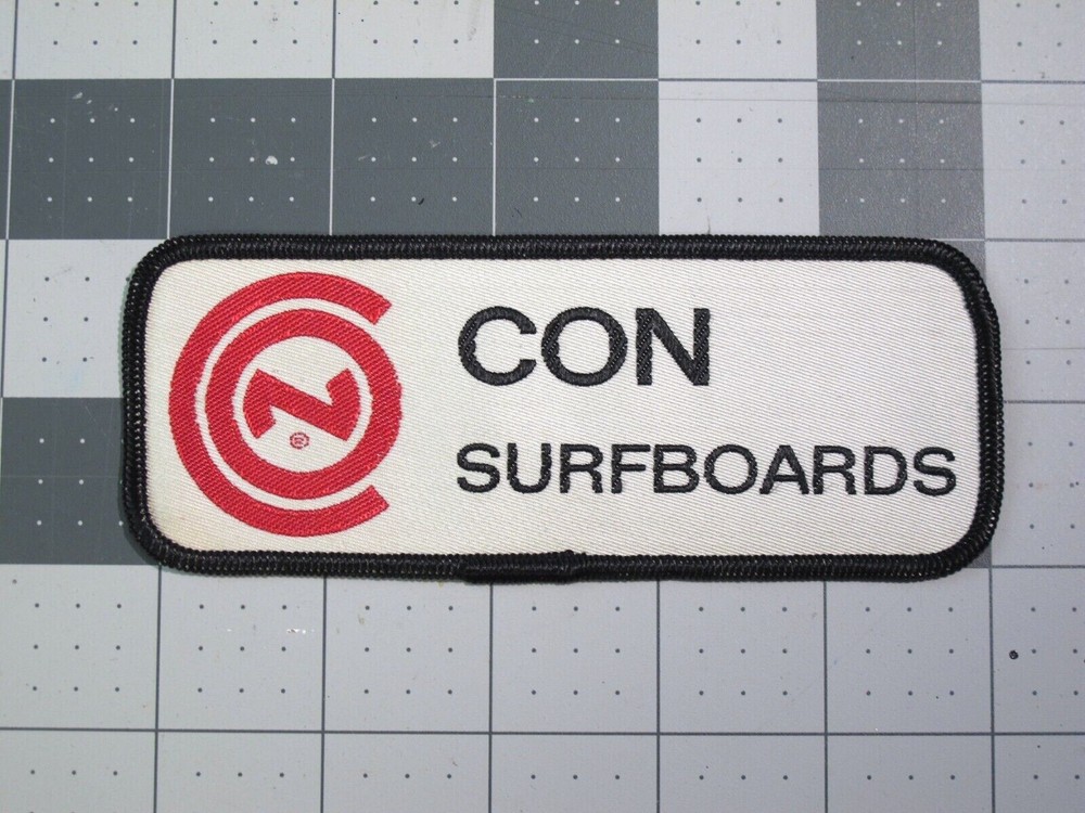 vtg Surfing ephemera - patch Con Surfboards rectangle