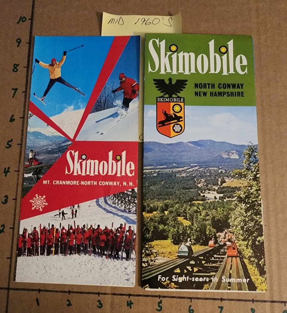 1960'S CRANMORE SKIMOBILE TRAIL MAP BROCHURES(2 DIFF.) PLUS 4 CURRENT TRAIL MAPS