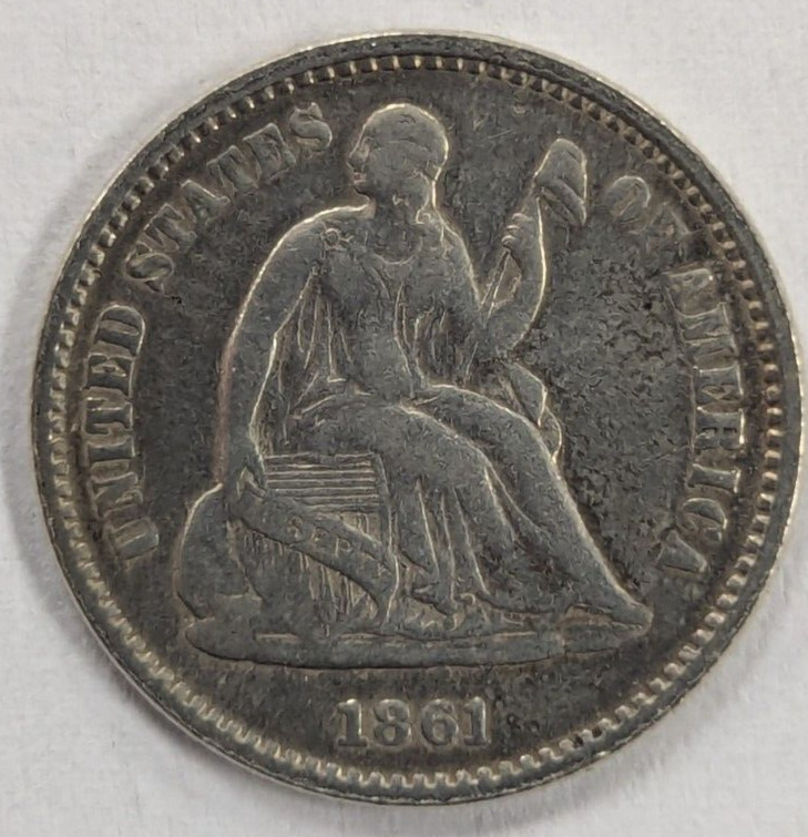 1861 Seated Liberty Silver Half Dime ~ Nice Type Coin ~ #381