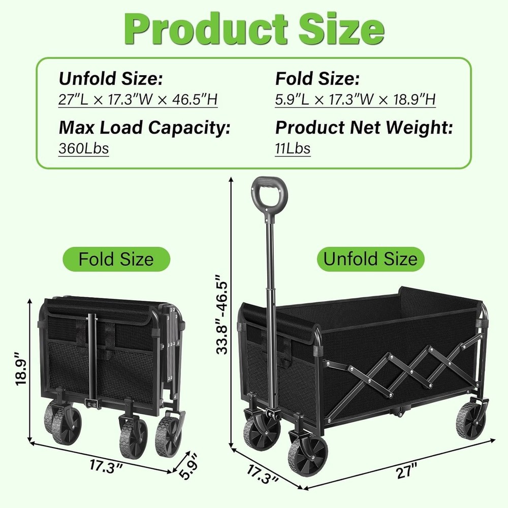 Wagons Carts Foldable Collapsible Wagon Cart W/ Wheels – Folding Foldable Wagon