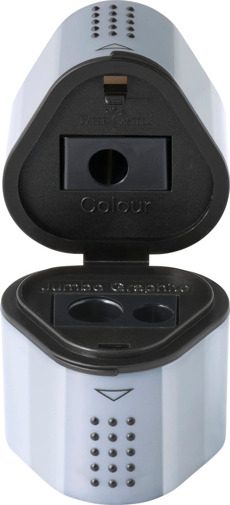 Faber-Catell Trio Sharpener Box Grip 2001 Silver pencil sharpener,