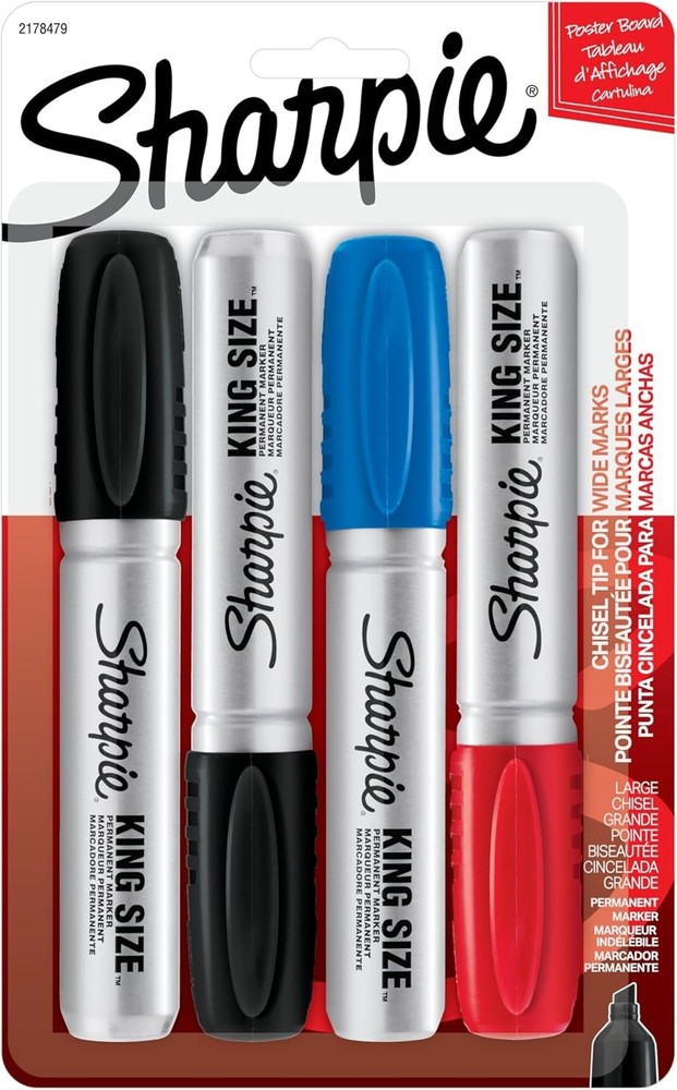 Sharpie King Size Permanent Marker, Large Chisel Tip, Great for Poster Boards