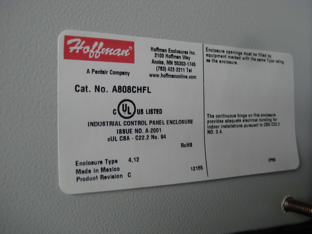 HOFFMAN 4808CHFL ENCLOSURE NSNP