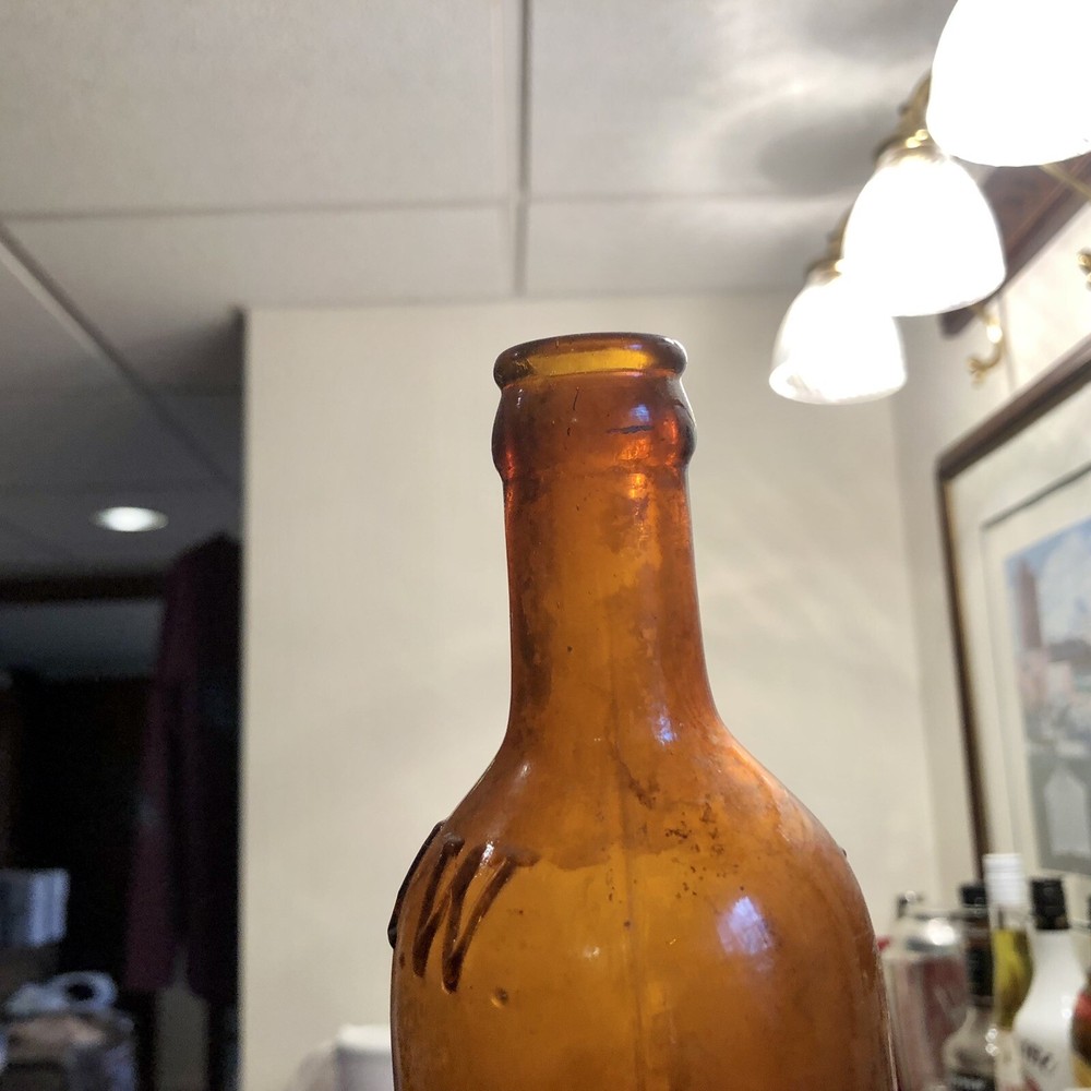 Blown Amber Crown Top Beverage Type Bottle S A W Initials On Shoulder Beer?