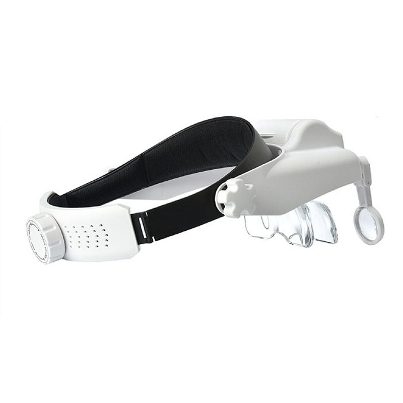 LED Light Magnifying Glass Adjustable Headband Magnifier Interchangeable Lens