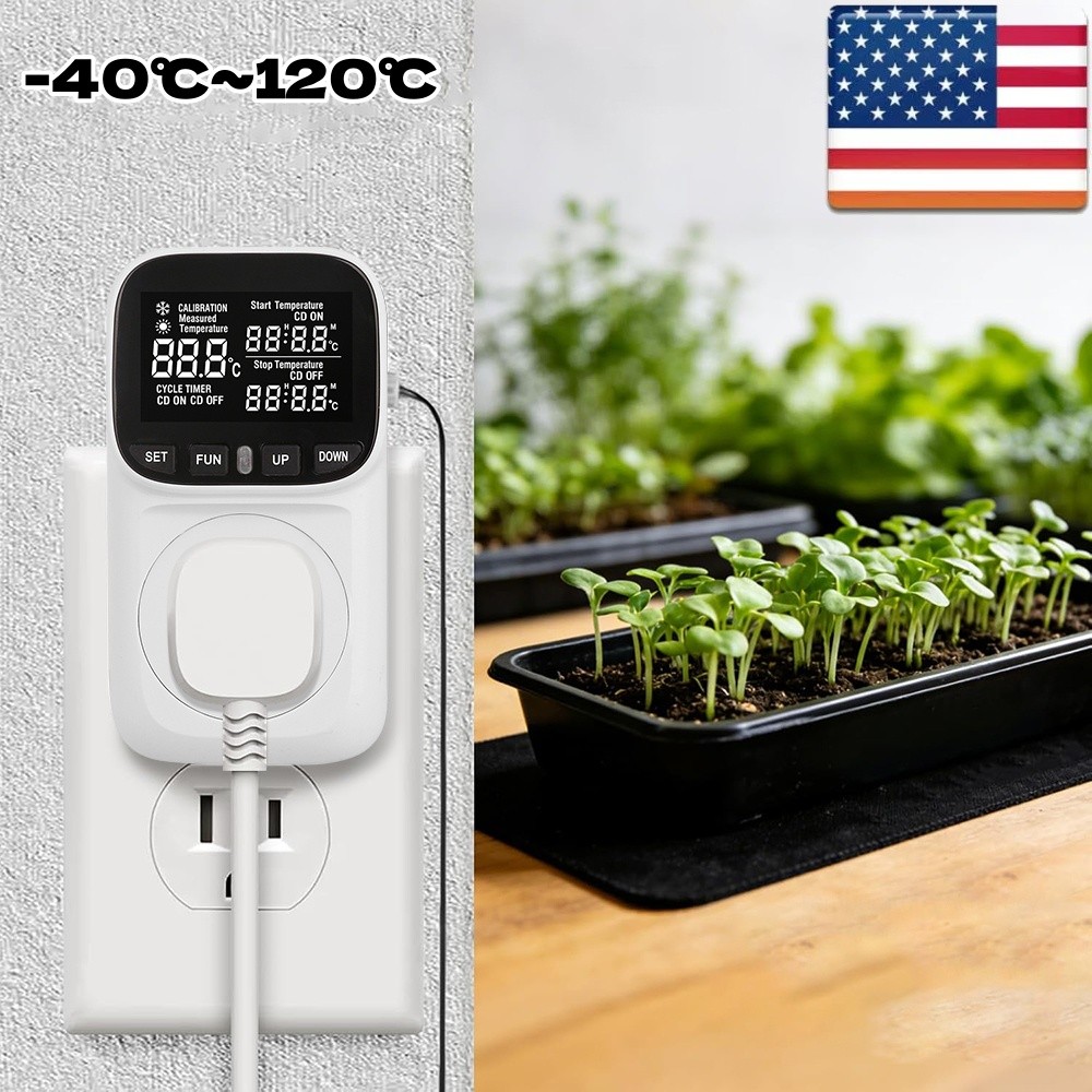 Digital Thermostat with LCD Display, 15A Keypad Temperature Controller Incubator