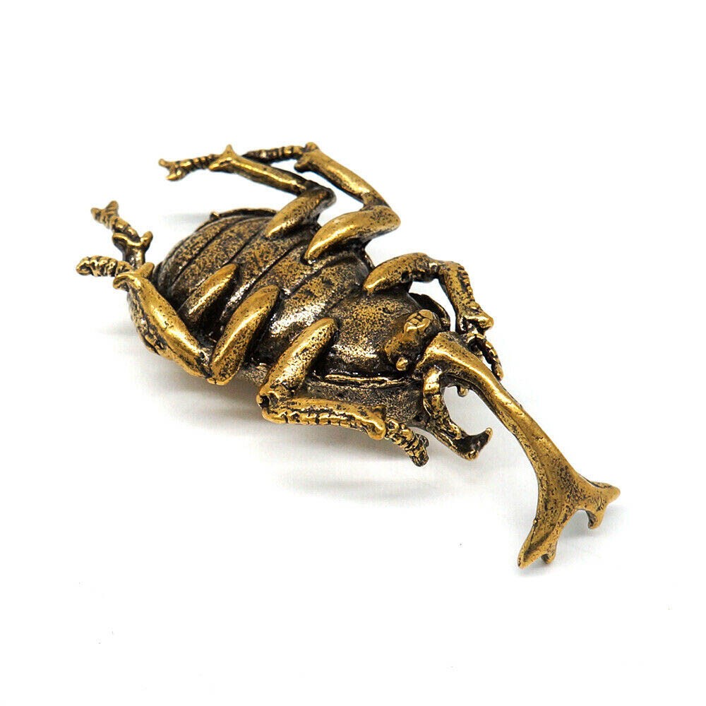 3Pcs Solid Brass Insect Figurine Beetle Statue Home Animal Decor Ornaments