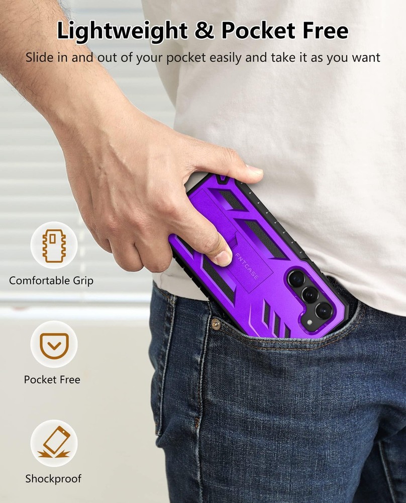FNTCASE Samsung Galaxy S23 Case Dual-Layer Rugged Shockproof with Screen Protect
