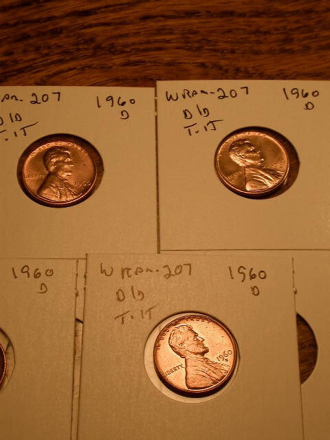 1960-D WRPM#207 D/D Tilted Ch/Gem BU/Uncirculated Red Lincoln Cent Error