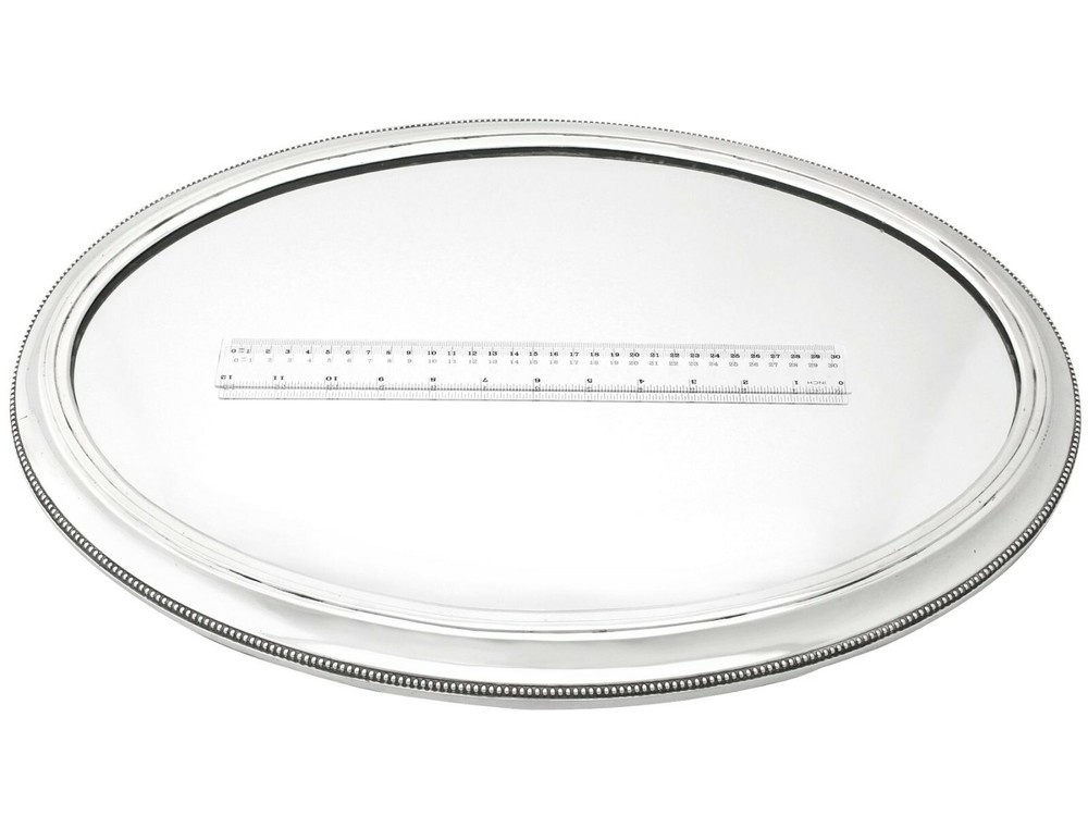 Antique German Silver Mirrored Plateau, Circa 1900 Width 35cm
