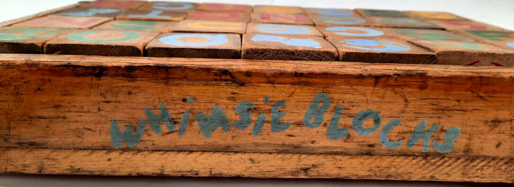 Vintage Whimsie Blocks Full Size 28 Blocks In Pull Wagon