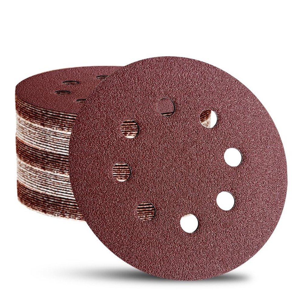 52 Pack 5 Inch 8-Hole Hook and Loop Sanding Discs Sandpaper