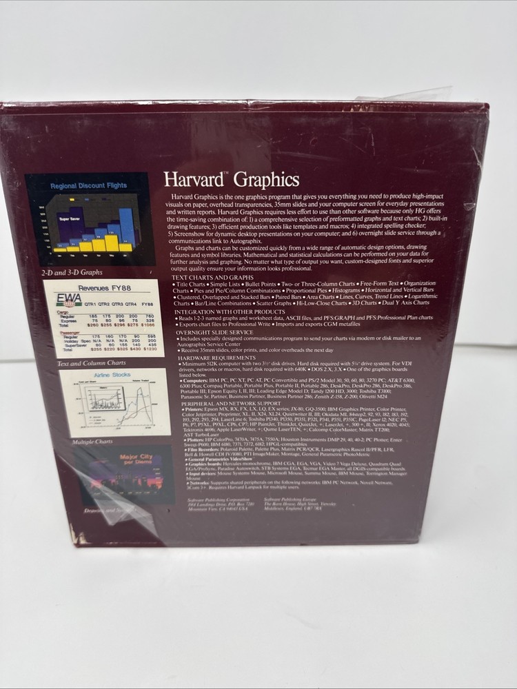 NEW 1987SPC Software Publishing Harvard Graphics Version 2.12 5-1/4 & 3-1/2"