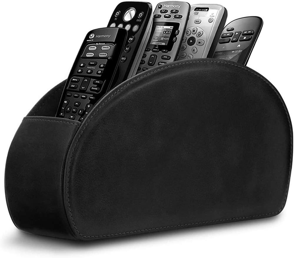 Leather Remote Control Holder with 5 Compartments Desktop Organizer Storage Box/