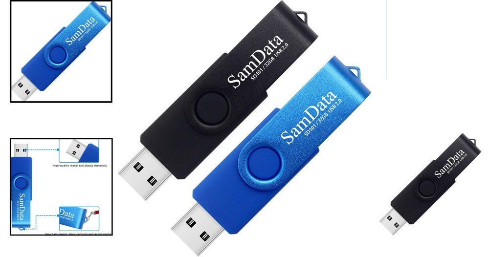Versatile 32GB USB Flash Drives 2-Pack for Effortless Data Backup - Black/Blue
