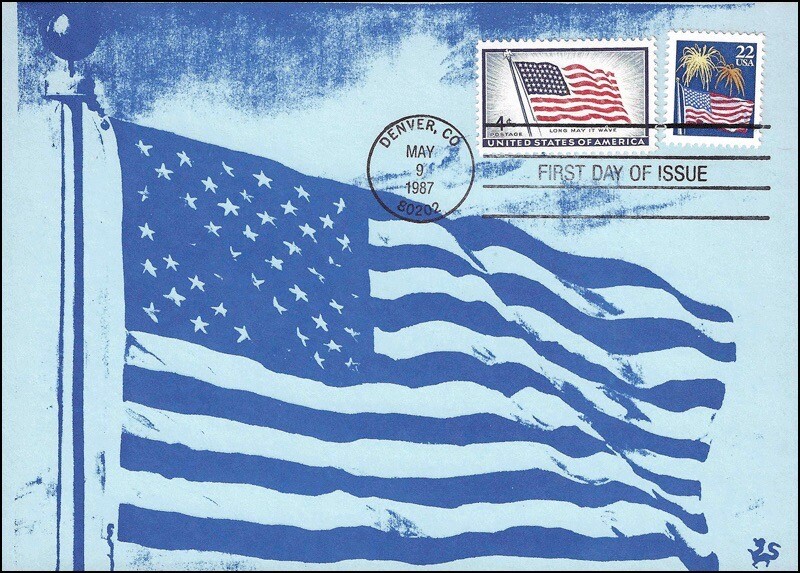 Sc. 2276 Flag/Fireworks Dragon Cards Combination FDC