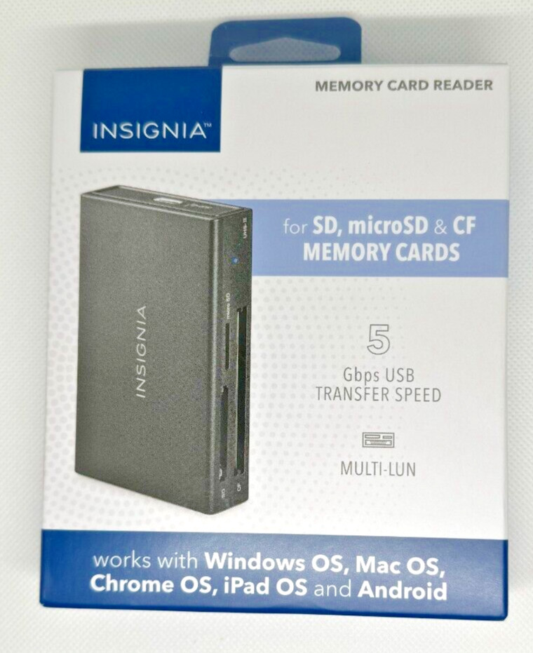Insignia Memory Card Reader for SD, microSD and CompactFlash - Black - NS-CRDAC1