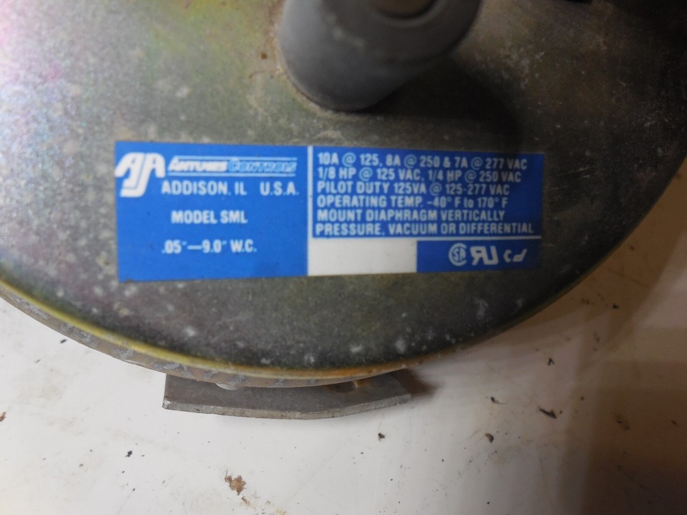 Antunes Pressure Switch Model SML .05''-9.0'' WC