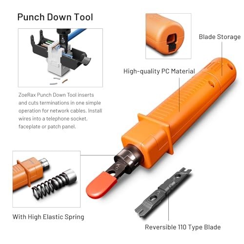 11-in-1 Network Tool Kit - RJ45 Crimping Tool, Tester, Punch Down, Stripper, Cut