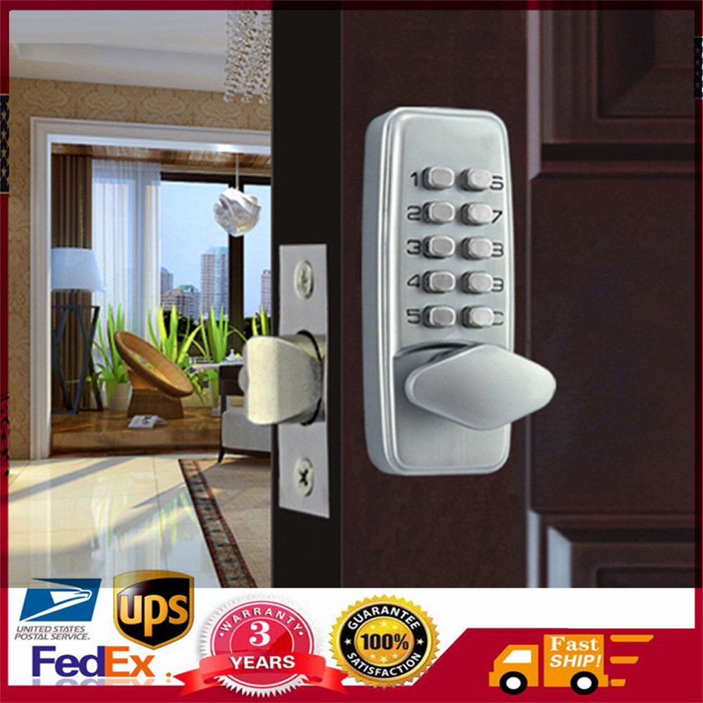 Mechanical Keyless Entry Door Lock Digital Code Keypad Knob Combination Deadbolt