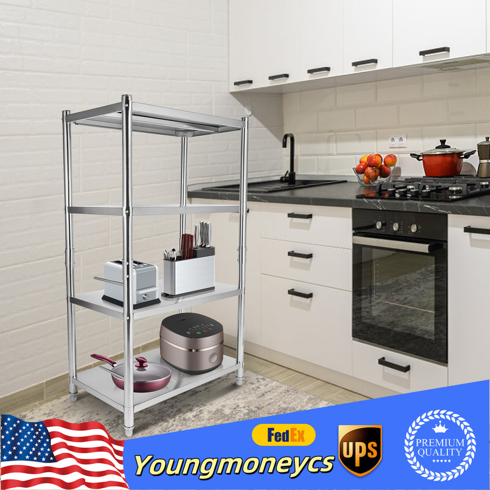 4 Tier Adjustable Shelf Storage Stainless Steel Heavy Duty Shelving 79*46*131.3
