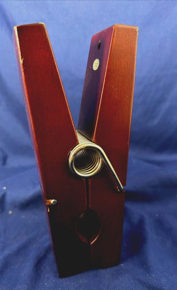 Giant Wall Hanging Over Sized Clothes Pin 8" Functioning Wood Chrome Office