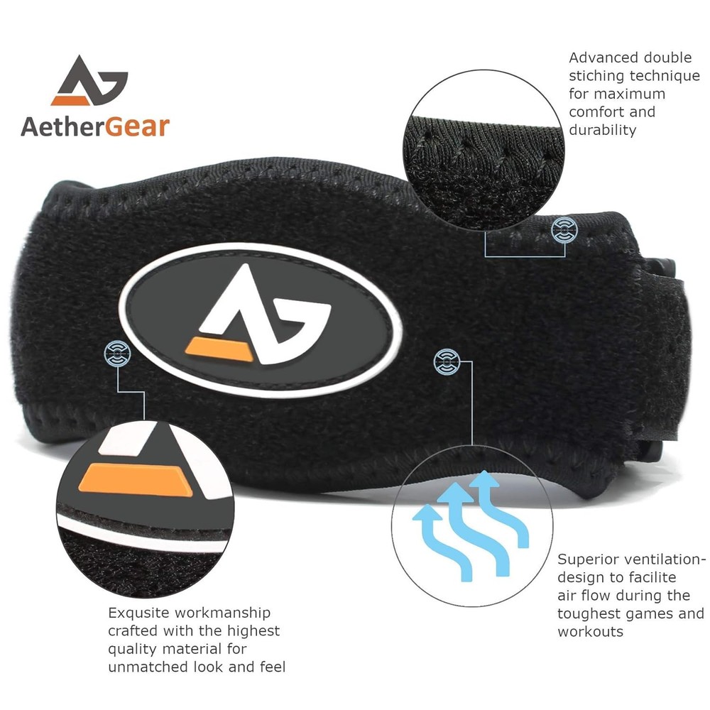 Tennis Elbow Brace - Forearm Support Band with Compression Pad One Size