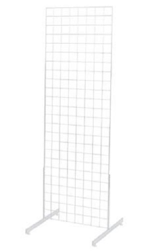 Gridwall Panel 2' x 6' Grid Wall Display White Panel Steel w 2 Legs