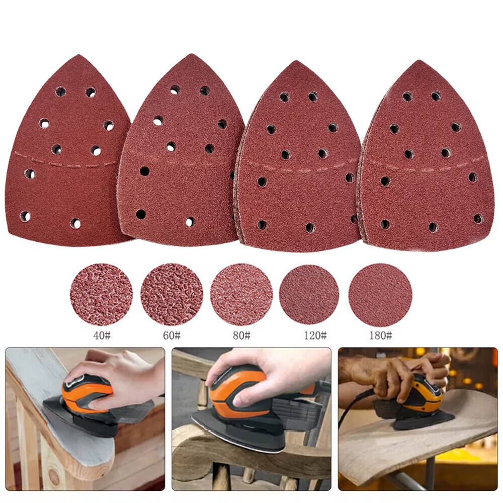 11-Holes Sand Paper Mouse Triangle Sanding Sheets Hook and Loop Sander Pads