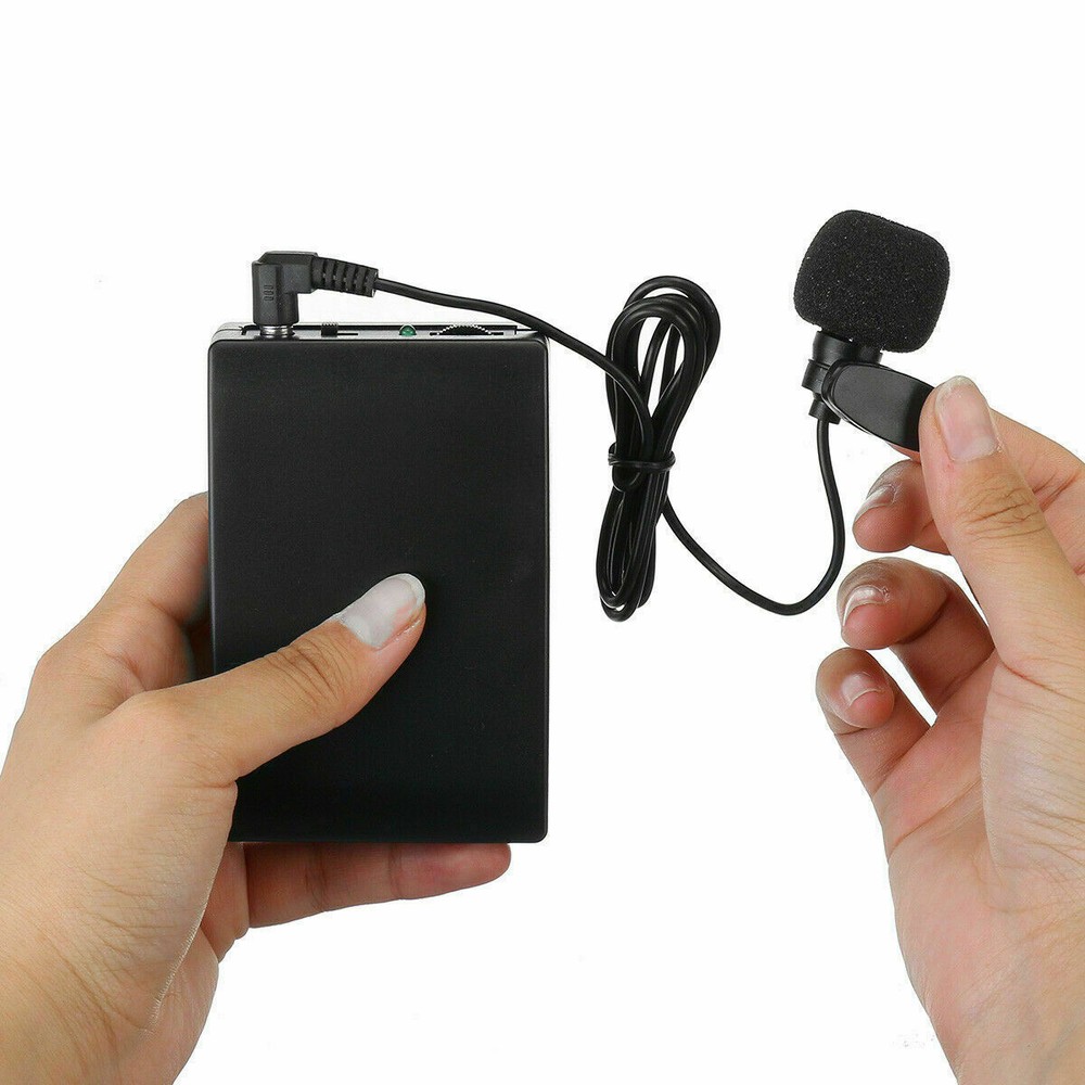 Portable Mic Transmitter Set Mini Wireless Cordless Clip-on Lapel Tie Microphone