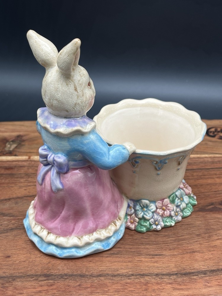 Department 56 Easter Bunny Teacup Ceramic Planter