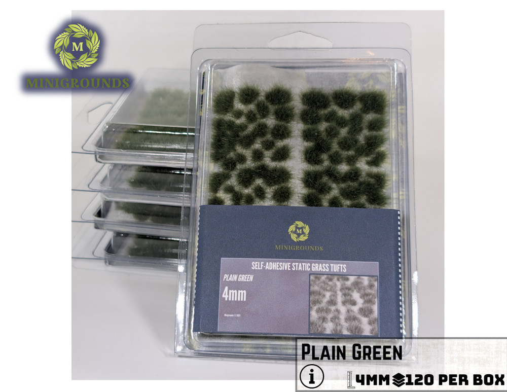 Static Grass Tufts – Plain Green 4mm | Self-Adhesive Wargaming Terrain Basing