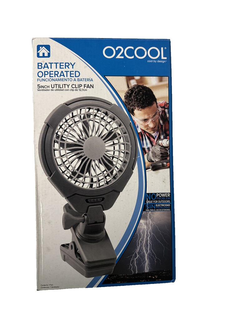 O2COOL 5-inch Battery-Powered Clip Fan Adjustable Rotating Function AA Battery