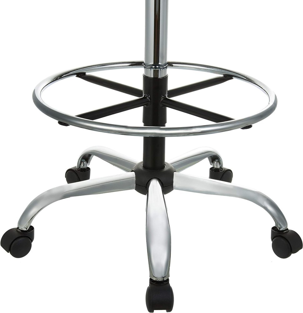 AmazonBasics Adjustable Drafting Spa Bar Stool w/ Foot Rest, Wheels - Black