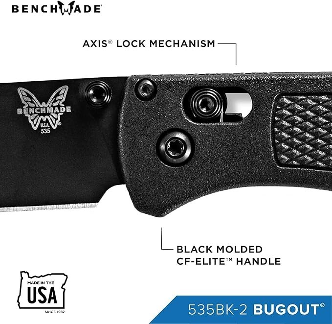 Benchmade - Bugout 535BK-2 EDC Knife with Black CF-Elite Handle