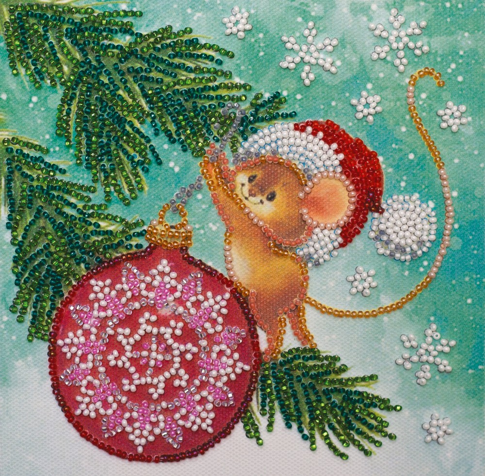 DIY Bead Embroidery Kit Christmas Decor Beaded stitching needlepoint beadwork