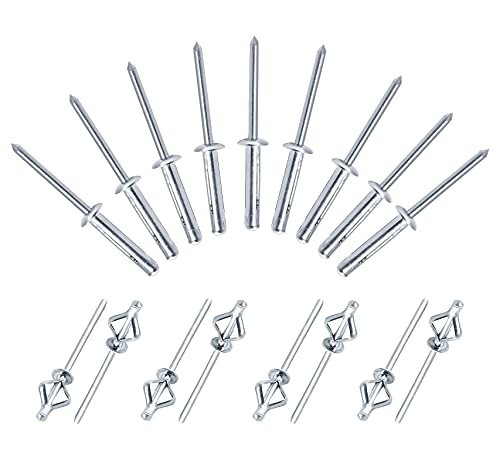 Trifold Exploding Pop Rivets 3/16" x 1" - Solid Aluminum Bulb Style Large Flange