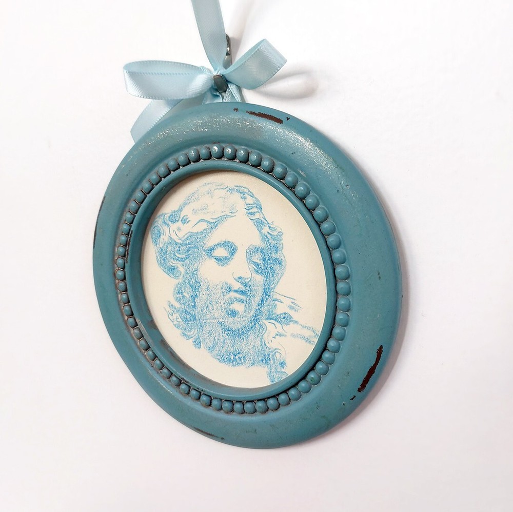 Original Drawing OOAK Framed Classical Bust Rococo Woman Head