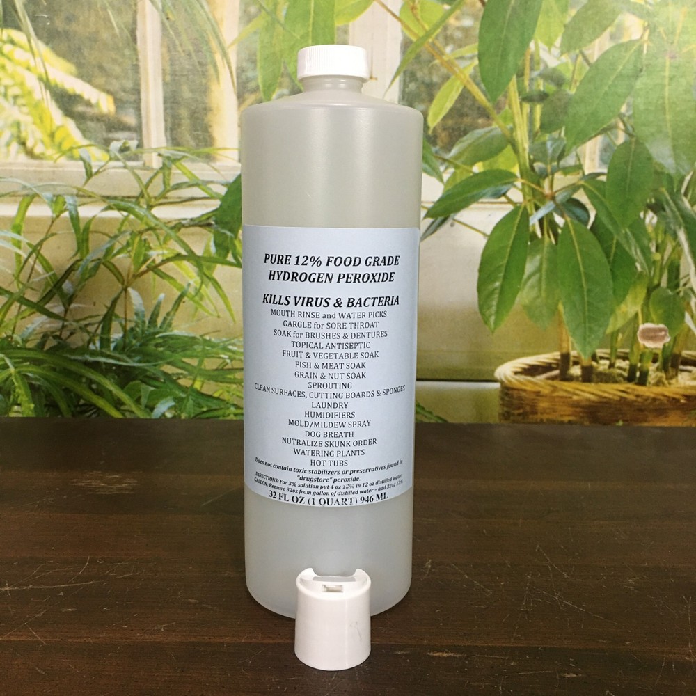 QUART 12% FOOD GRADE HYDROGEN PEROXIDE makes 1 Gallon 3%