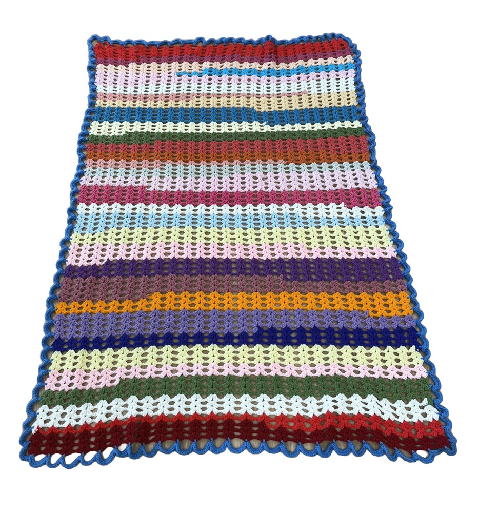 Vintage Crochet Afghan Blanket Throw 60x42 Multi Colored Handmade