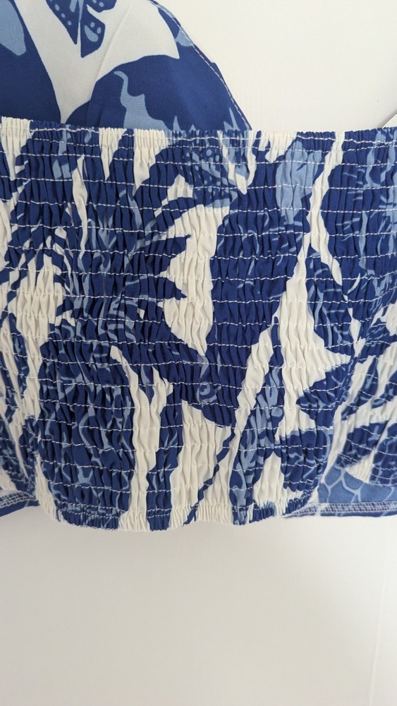 XL blue and white tropical 2 piece
